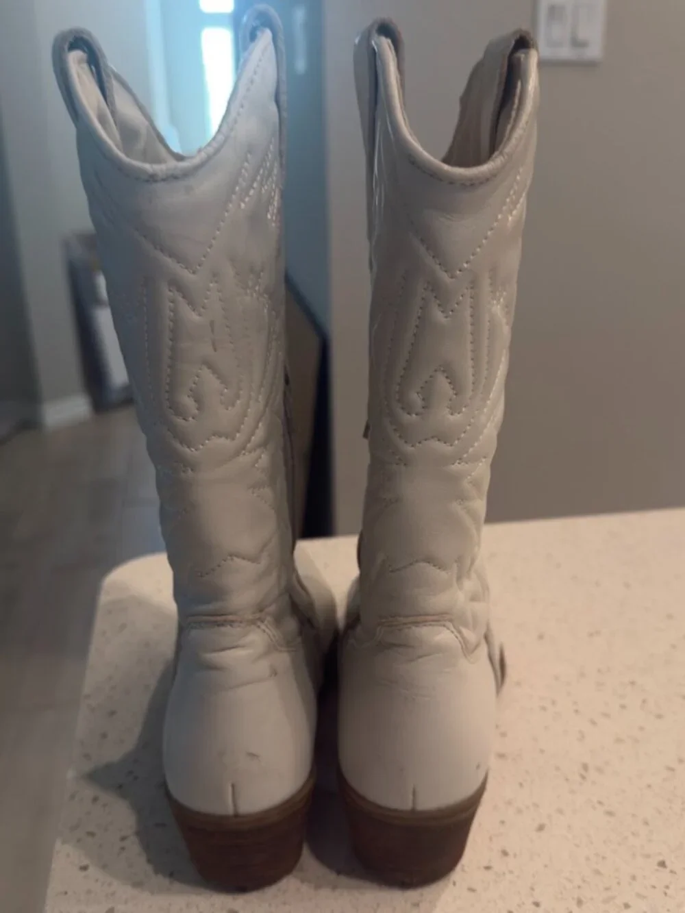Steve Madden Hayward White Leather Western Cowgirl Boots Size 7